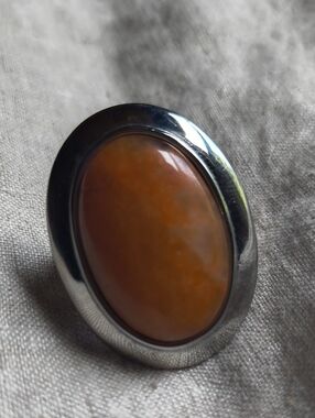 Evil Pawn Jewelry Kali Orange Aventurine Ring Stainless Steel Size 7 Adjustable